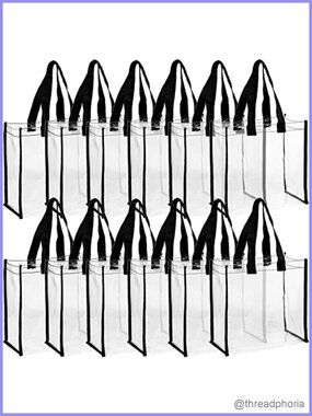 Clear PVC Tote Bags Stadium Approved 12 Pack Transparent Shoulder Handbags